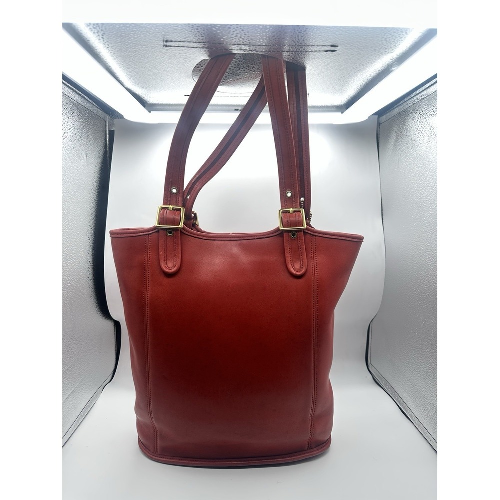 Vintage Coach Legacy Large Shopper 9090 Tote Bag Red Leather Brass Hardware
